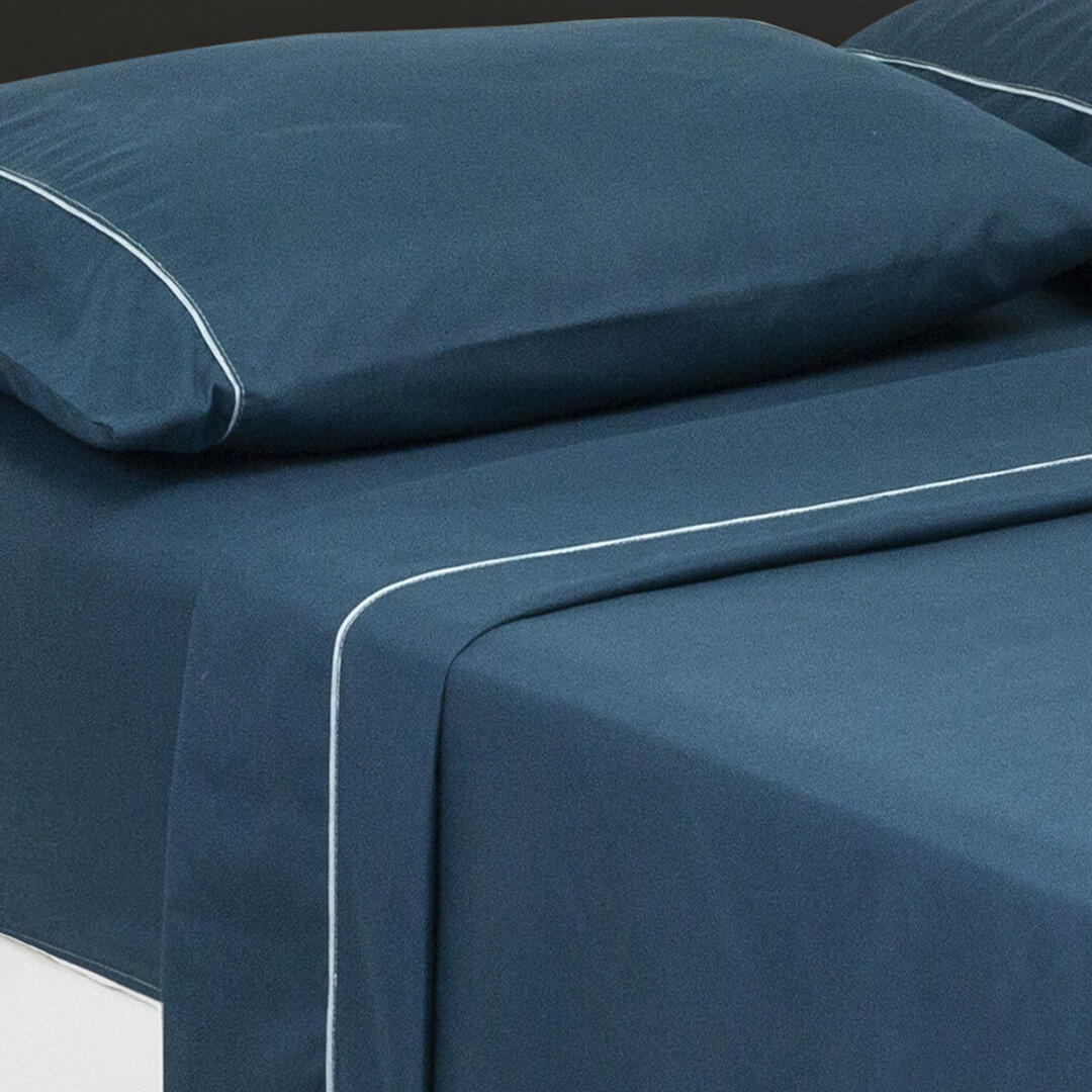 Juego de Sabanas Basic Azul Oscuro para Cama Semidoble 120 X 190 Cm Fondo Entero - Sabanas | Bylmo