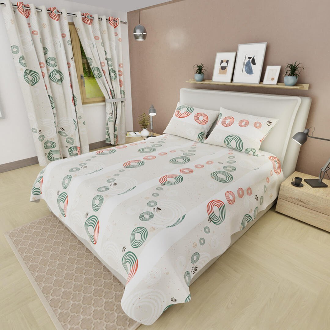 Juego de Sabanas Limila Blanco y Rojo para Cama Sencillo 100 X 190 Cm Círculos - Sabanas | Bylmo