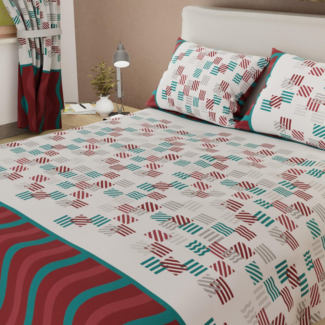 Juego de Sabanas Limila Blanco y Azul para Cama Sencillo 100 X 190 Cm Cuadrados Con Líneas - Sabanas | Bylmo