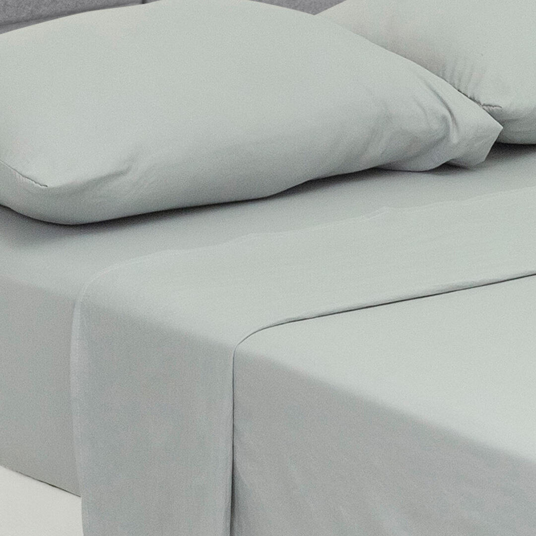 Juego de Sabanas Cotton Sense Gris Claro para Cama Doble 140 X 190 Cm Fondo Entero - Sabanas | Bylmo