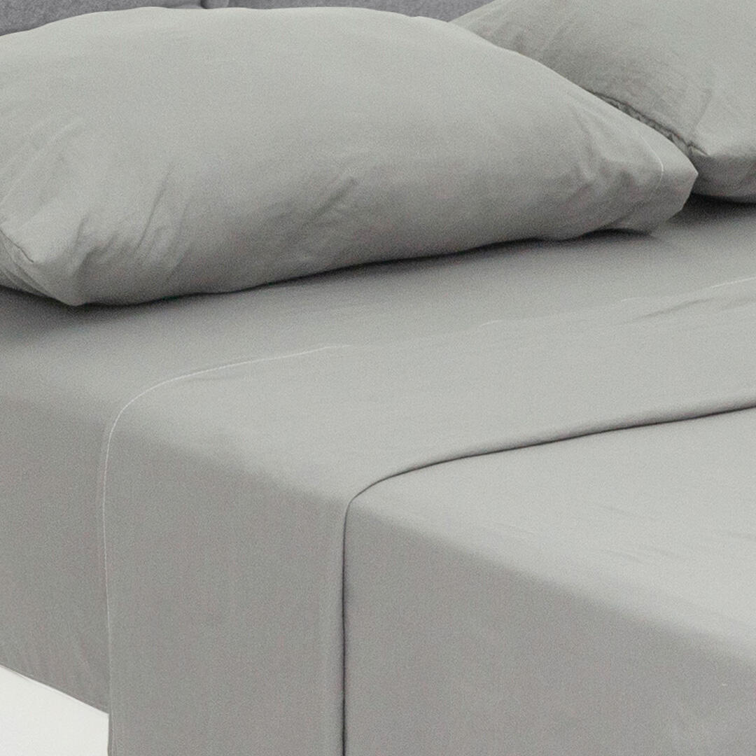 Juego de Sabanas Cotton Sense Gris Oscuro para Cama Doble 140 X 190 Cm Fondo Entero - Sabanas | Bylmo