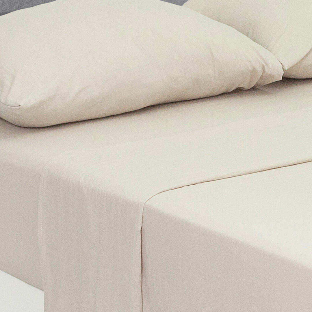 Juego de Sabanas Cotton Sense Marron Claro para Cama Queen 160 X 190 Cm Fondo Entero - Sabanas | Bylmo