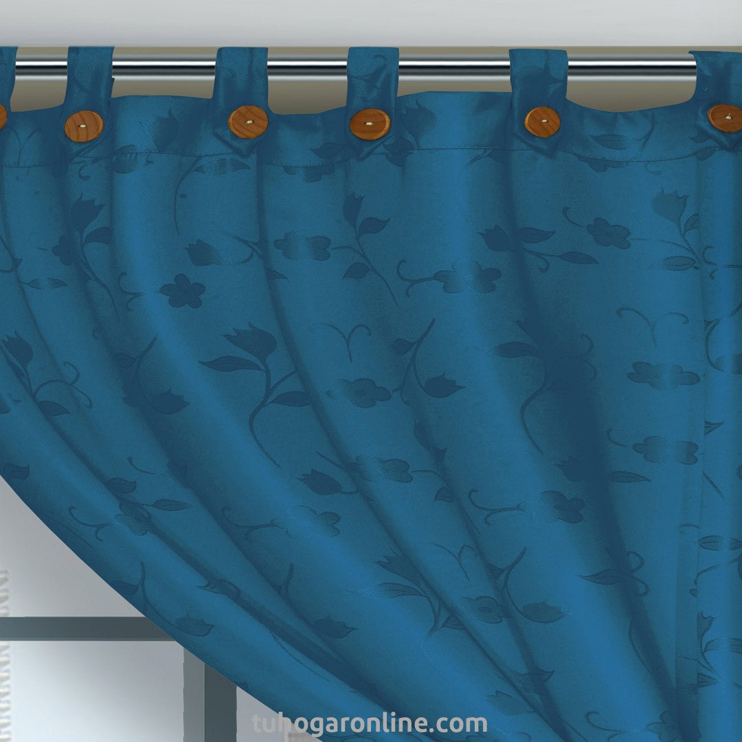 Cortina Yacar Azul Petróleo 265x215cm Horizontal Botón - Cortinas y Persianas | Bylmo