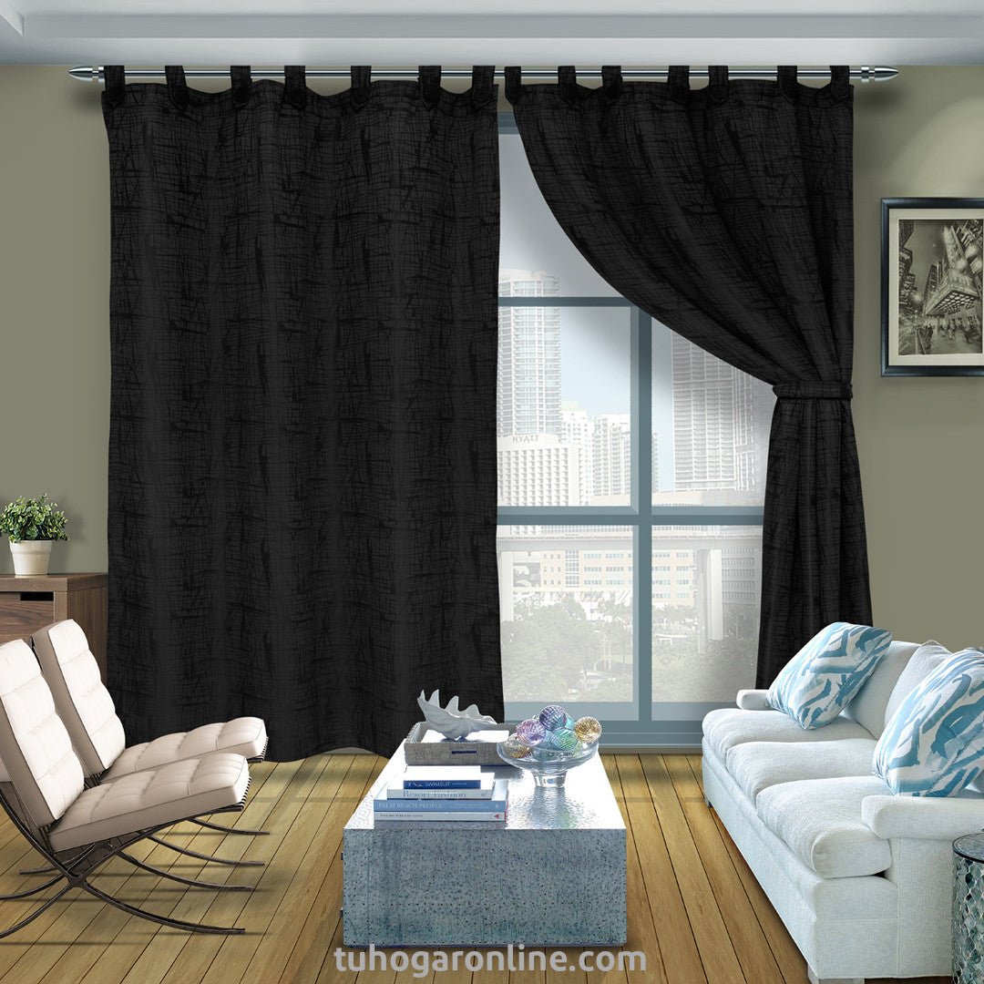 Cortina Yacar Negro 265x215cm Horizontal Botón - Cortinas y Persianas | Bylmo