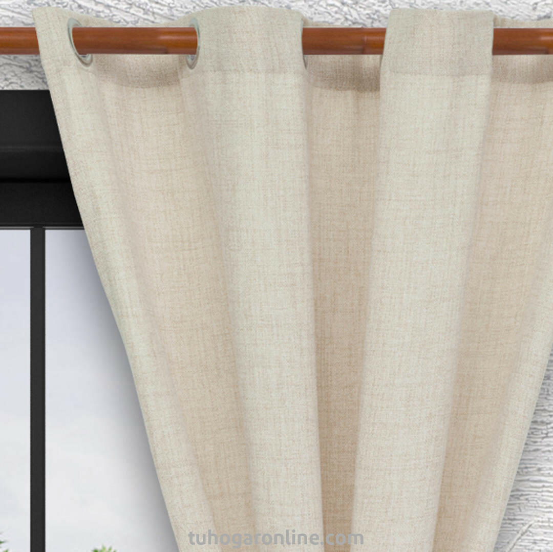 Cortina Arpillera Ancestral Beige 270x220cm Horizontal Argolla - Cortinas y Persianas | Bylmo