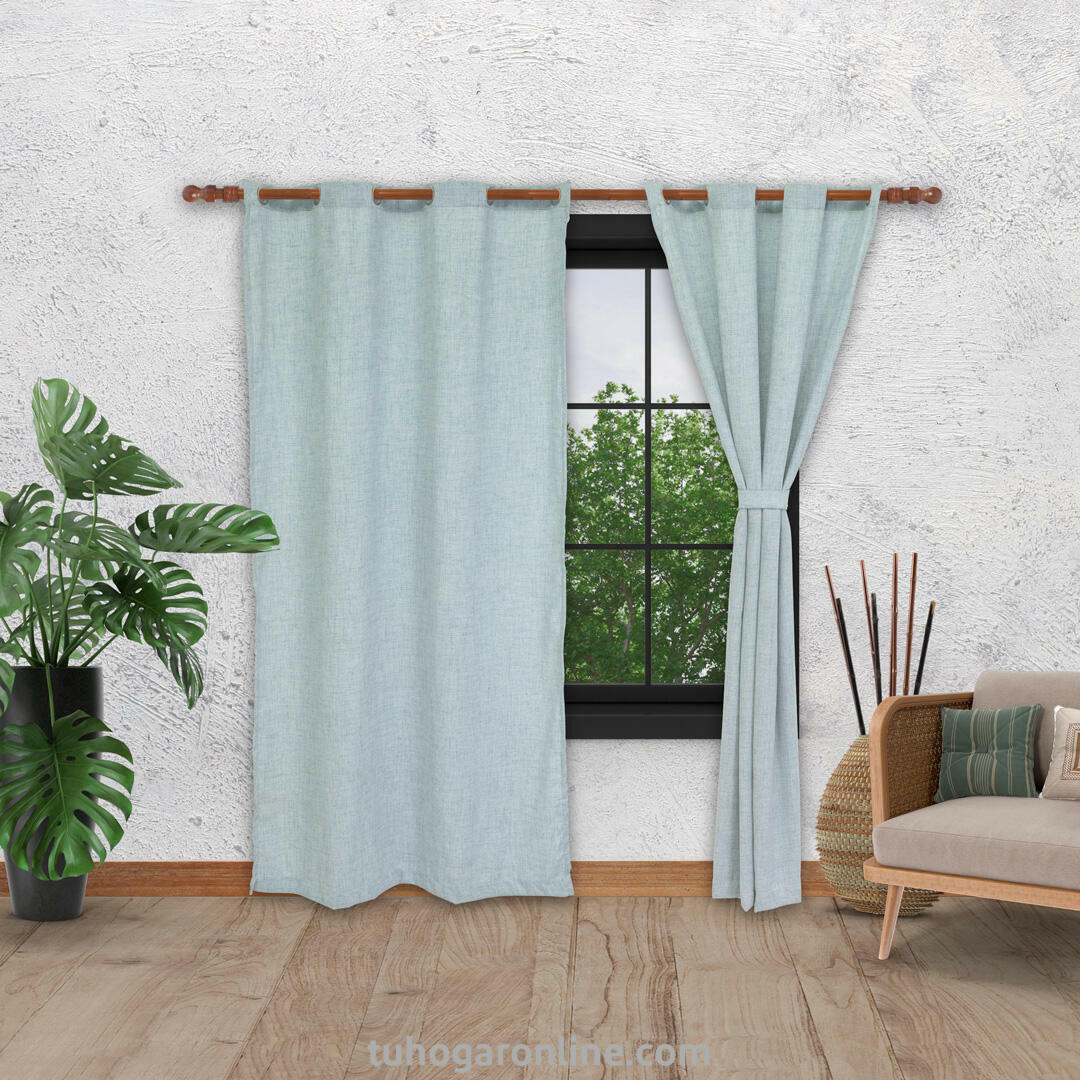 Cortina Arpillera Ancestral Azul 270x220cm Horizontal Argolla - Cortinas y Persianas | Bylmo