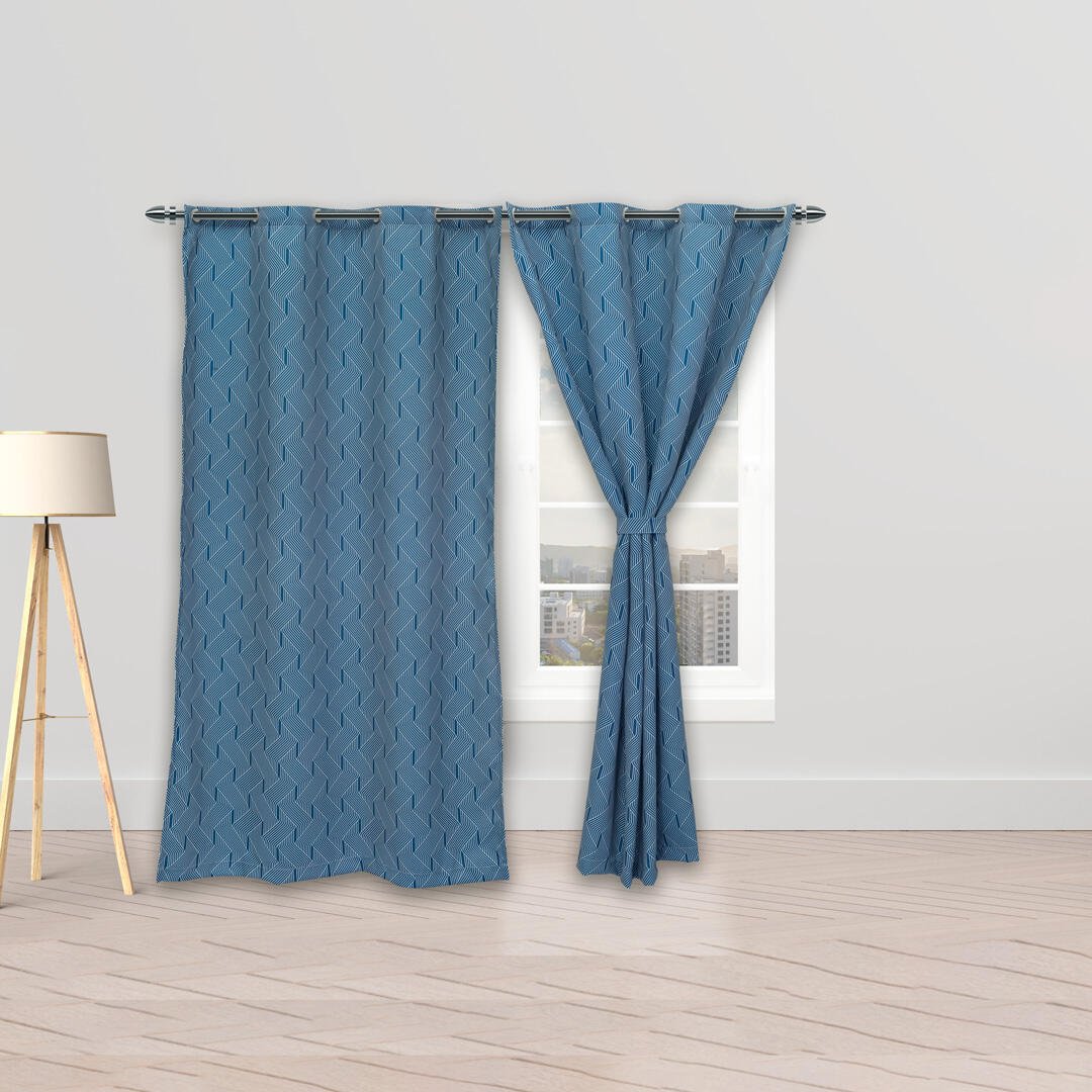 Cortina Blackout Cubista Azul Oscuro 270x220cm Horizontal Argolla - Cortinas y Persianas | Bylmo