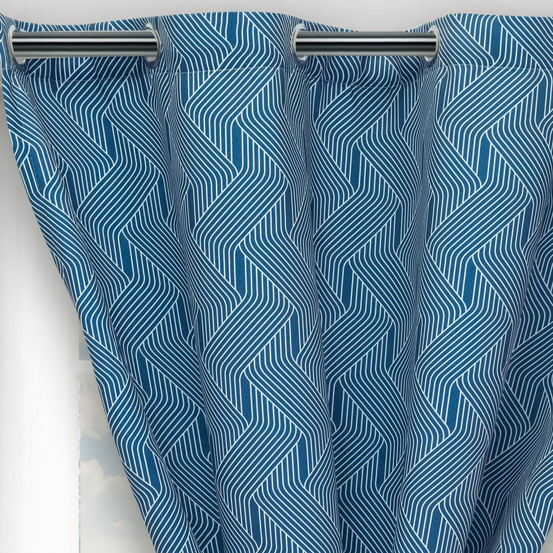 Cortina Blackout Cubista Azul Oscuro 270x220cm Horizontal Argolla - Cortinas y Persianas | Bylmo