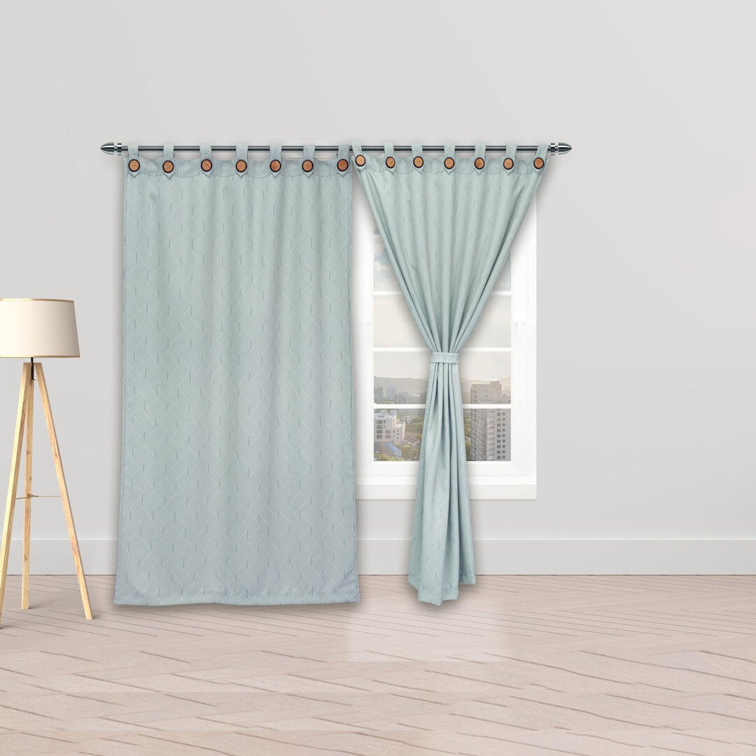 Cortina Blackout Cubista Gris 270x220cm Horizontal Botón - Cortinas y Persianas | Bylmo