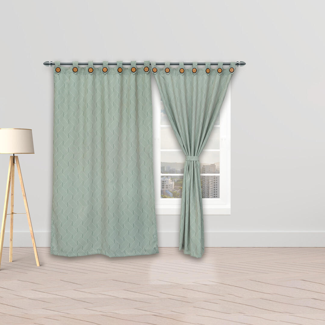 Cortina Blackout Cubista Verde Pistacho 270x220cm Horizontal Botón - Cortinas y Persianas | Bylmo