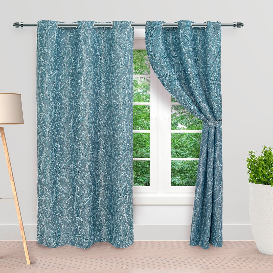 Cortina Acacia Azul 270x220cm Horizontal Argolla - Cortinas y Persianas | Bylmo