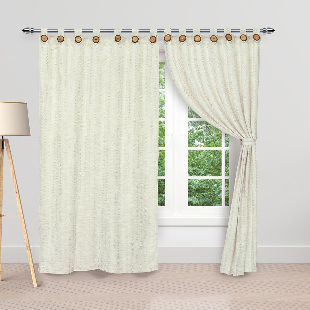 Cortina Mimbre Beige 270x220cm Horizontal Botón - Cortinas y Persianas | Bylmo