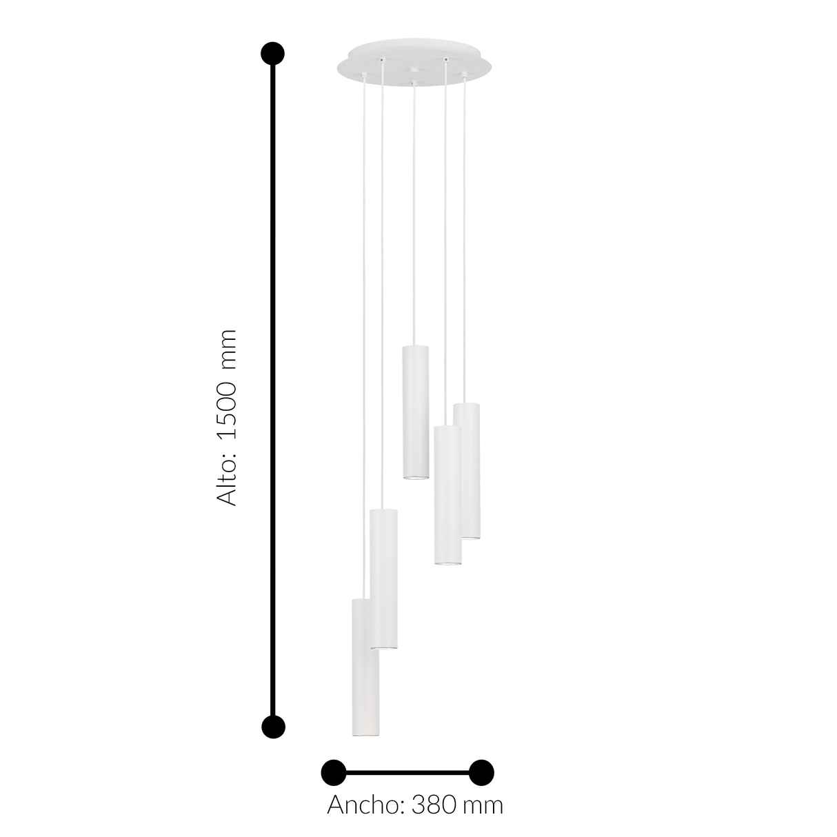 Lámpara Colgante Minimalista Blanco 5 Luces Ajustable LED 35x35x150cm - Iluminacion | Bylmo