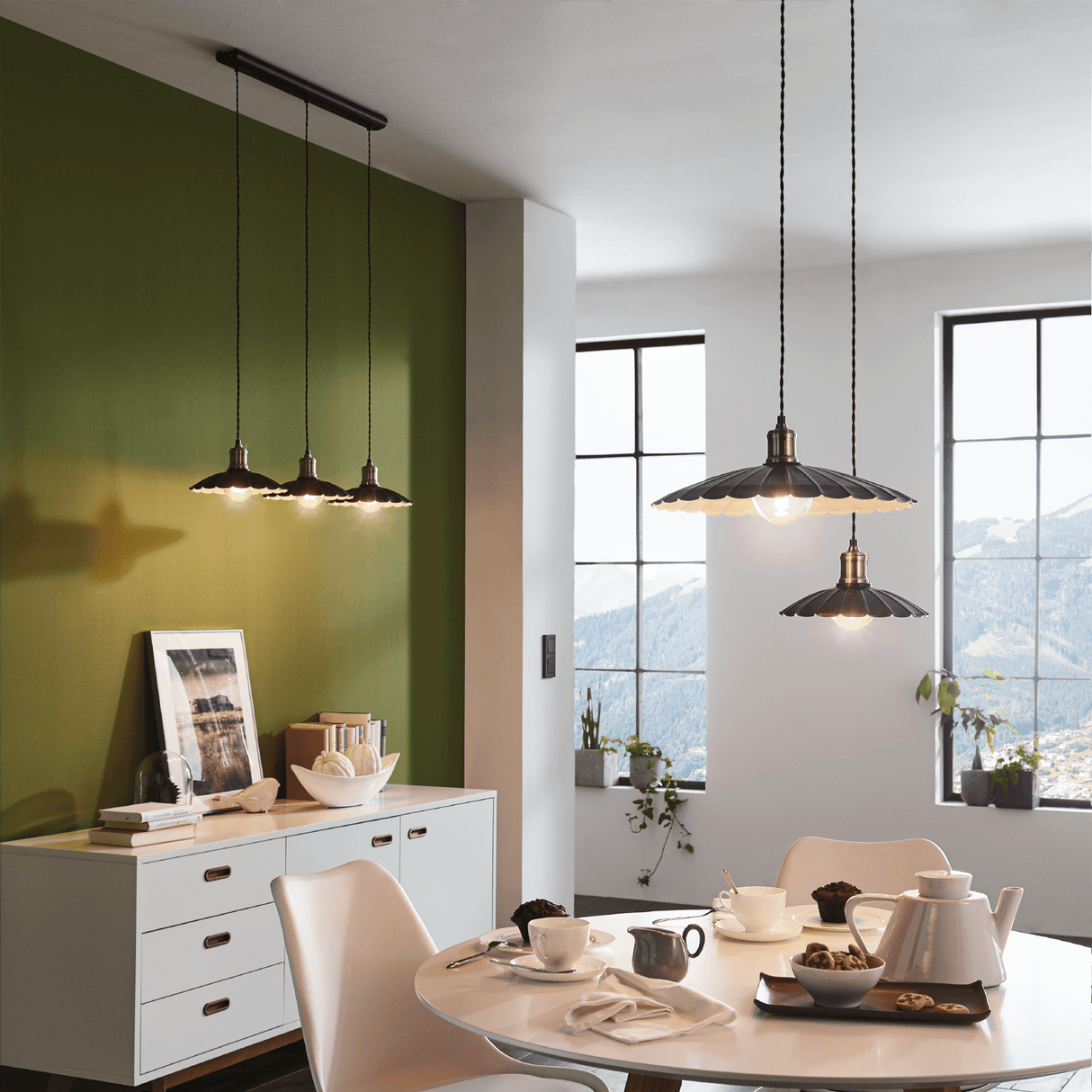 Lámpara Colgante Vintage Negra 3 Luces 25x87x110cm Estilo Industrial - Iluminacion | Bylmo