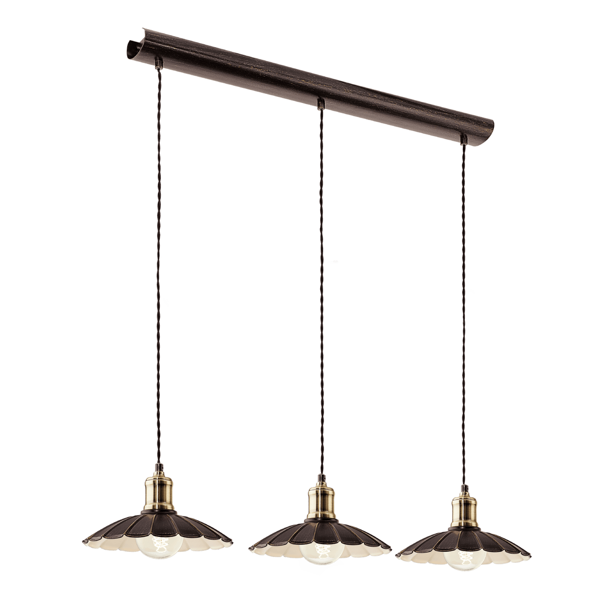 Lámpara Colgante Vintage Negra 3 Luces 25x87x110cm Estilo Industrial - Iluminacion | Bylmo