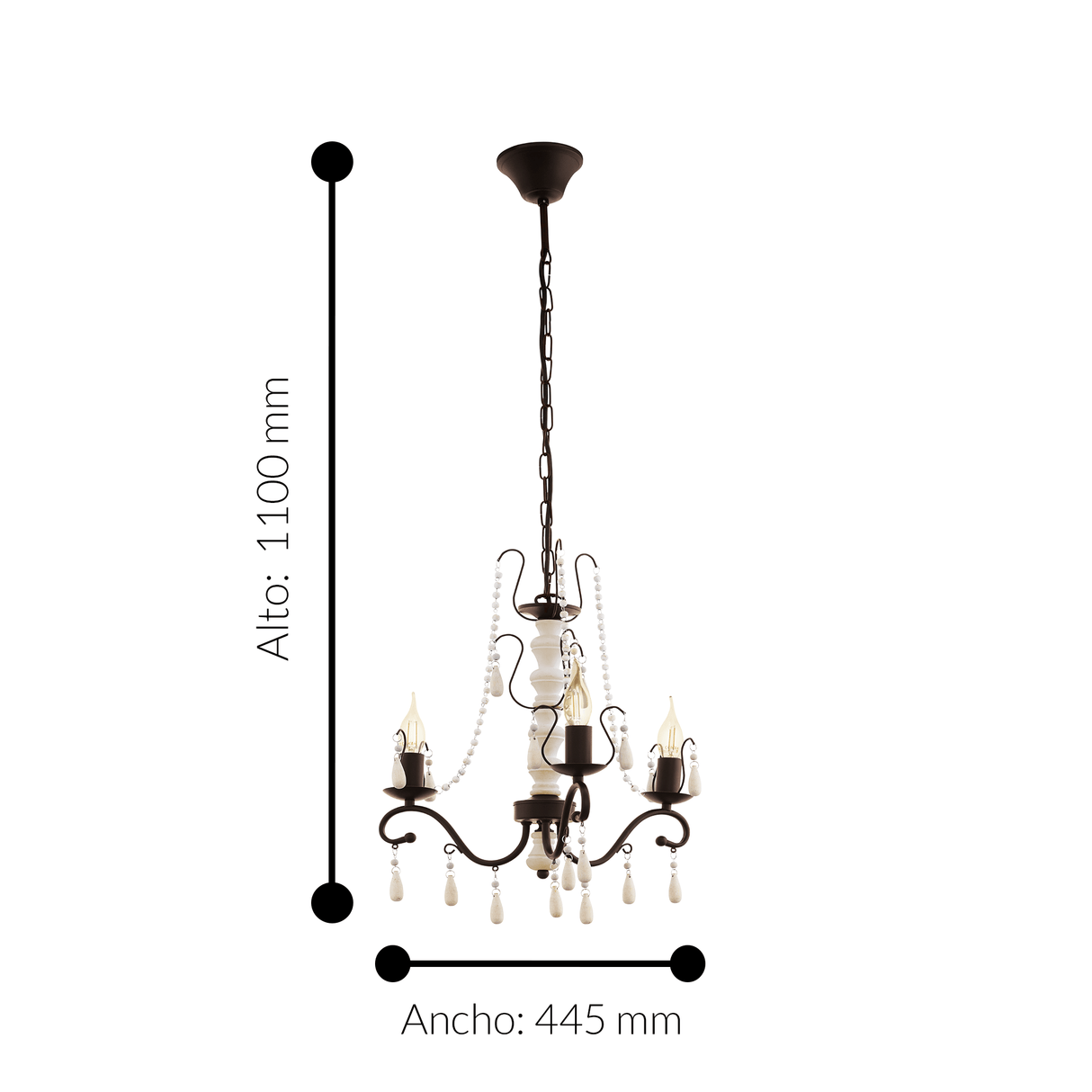 Lámpara Colgante Rústico 3 Luces Café Acero Ajustable 44x44x110cm - Iluminacion | Bylmo