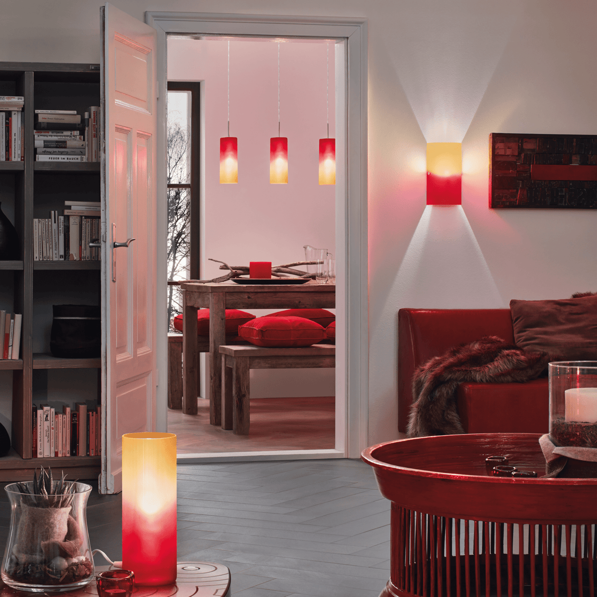Lámpara Colgante Contemporáneo Rojo 1 Foco 10x72x110cm ACERO Ajustable - Iluminacion | Bylmo