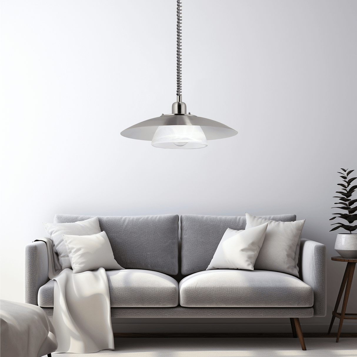 Lámpara Colgante Contemporáneo Gris ACERO Ajustable 1 Lámpara 36x36x110cm - Iluminacion | Bylmo