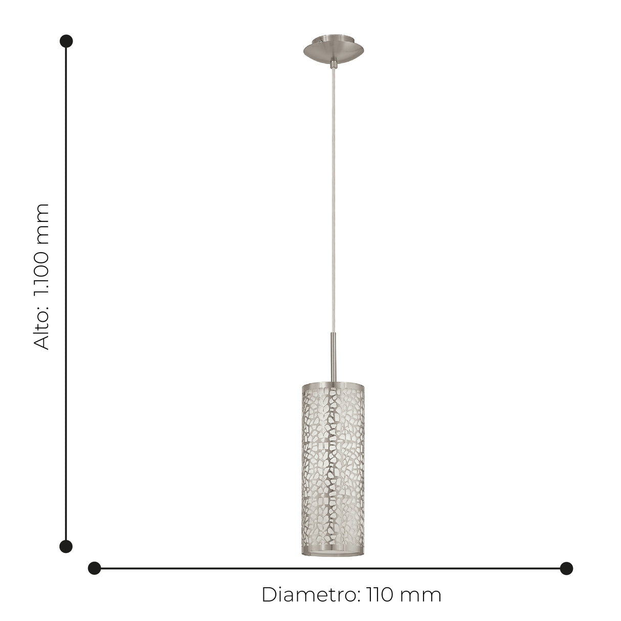 Lámpara Colgante Rústico Gris Acero 1 Luz Ajustable 110V LED IP20 - Iluminacion | Bylmo
