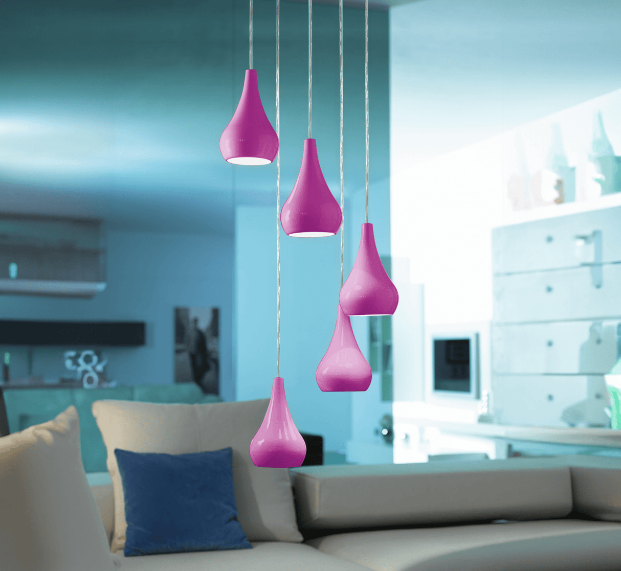 Lámpara Colgante Moderno Morado Cerámica 35x35x110cm 1.8kg - Iluminacion | Bylmo