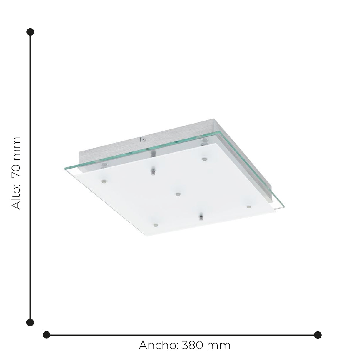 Lámpara de Pared Contemporáneo 38x38 Gris Acero LED 2600 Lumens - Iluminacion | Bylmo