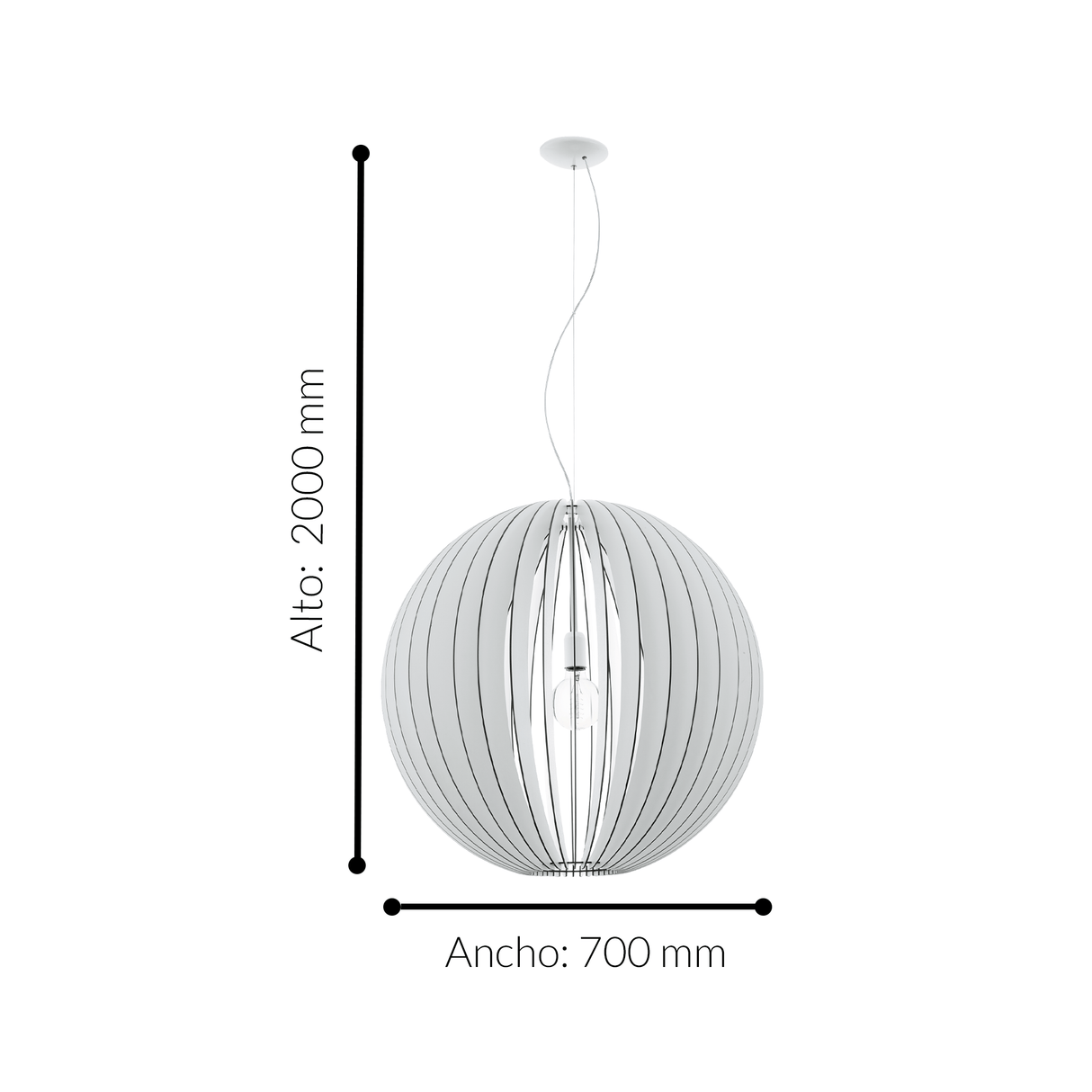 Lámpara Colgante Rústico Blanco 1 Luz Ajustable para Ambiente - Iluminacion | Bylmo