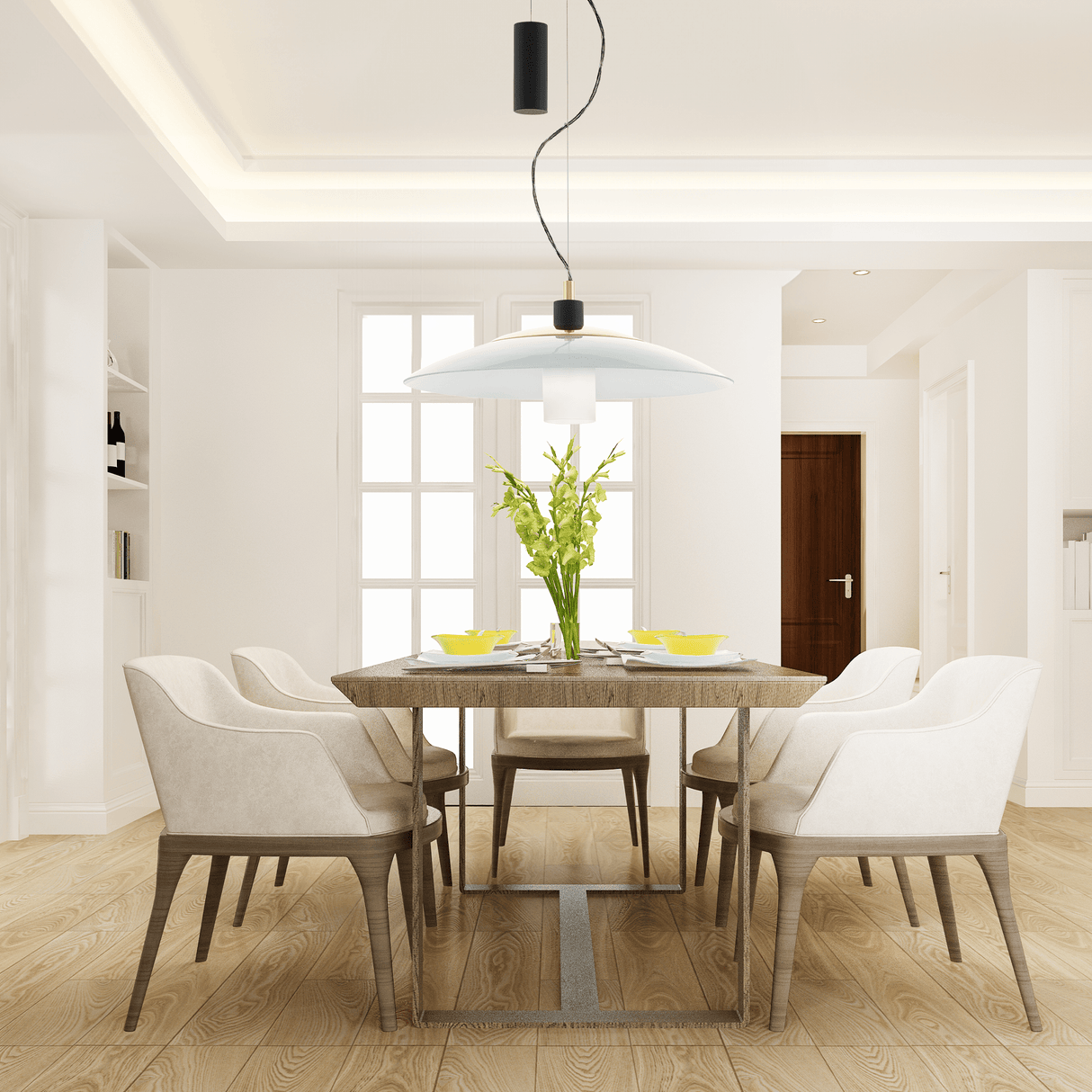 Lámpara Colgante Contemporáneo 49x49x110cm Negro Acero 1100L IP20 - Iluminacion | Bylmo