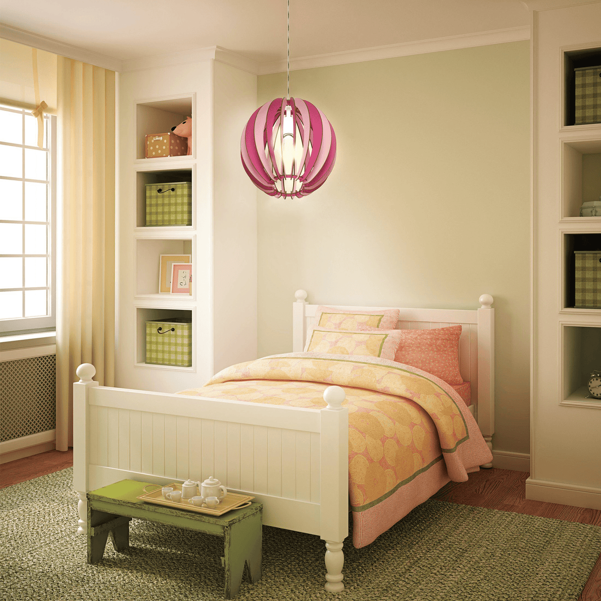 Lámpara Colgante Rústico Rosa 30x30x110 cm Madera Ajustable - Iluminacion | Bylmo