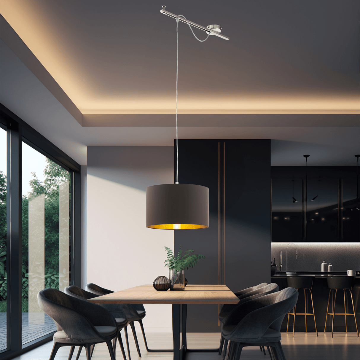 Lámpara Colgante Contemporáneo 38x58x130cm Negro Ajustable - Iluminacion | Bylmo