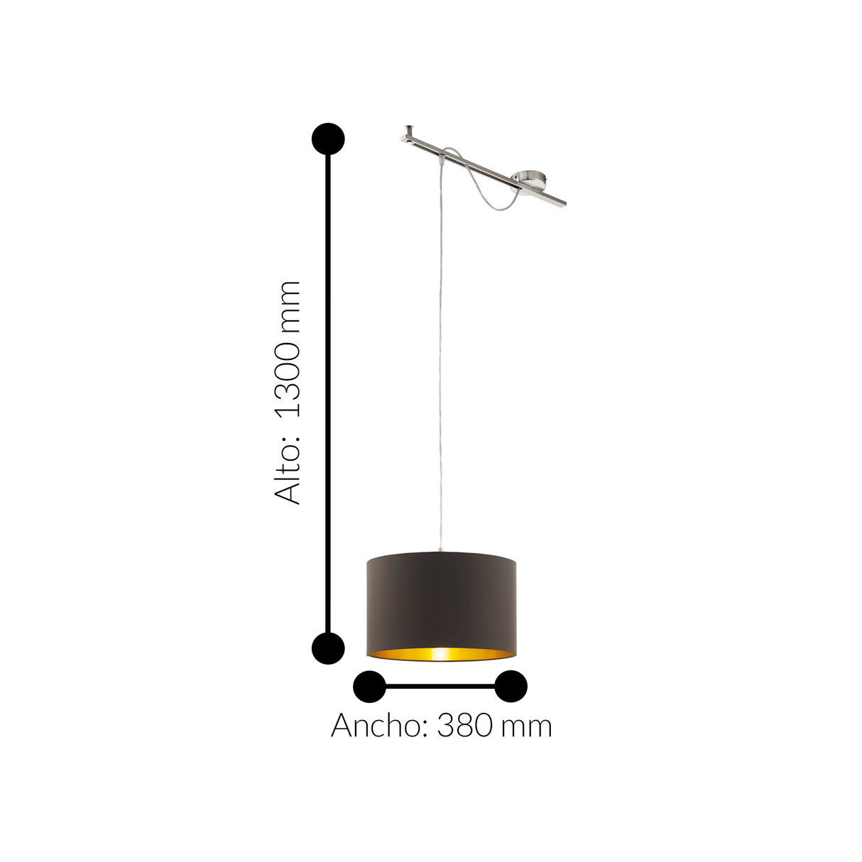 Lámpara Colgante Contemporáneo 38x58x130cm Negro Ajustable - Iluminacion | Bylmo