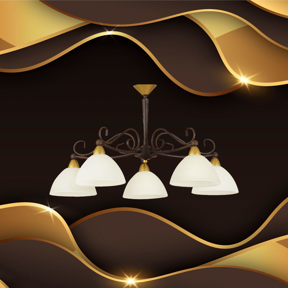 Lámpara Colgante Clásico 66x110 Café Ajustable 5 Luces - Iluminacion | Bylmo