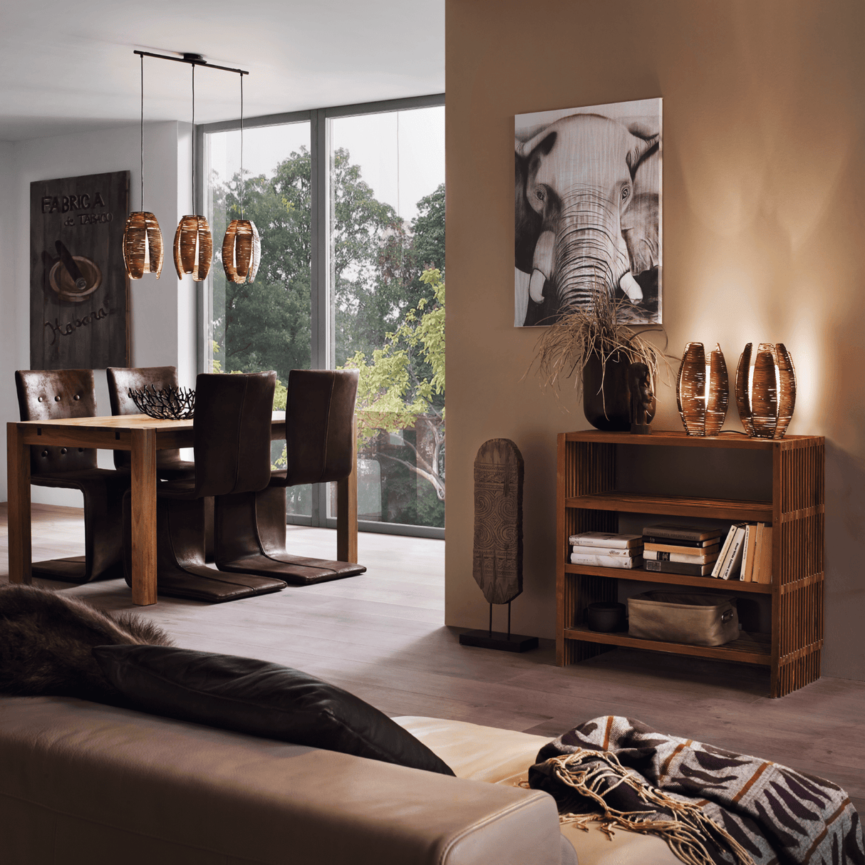 Lámpara Colgante Rústico 3 Luces Café Ajustable 1100 Lúmenes - Iluminacion | Bylmo