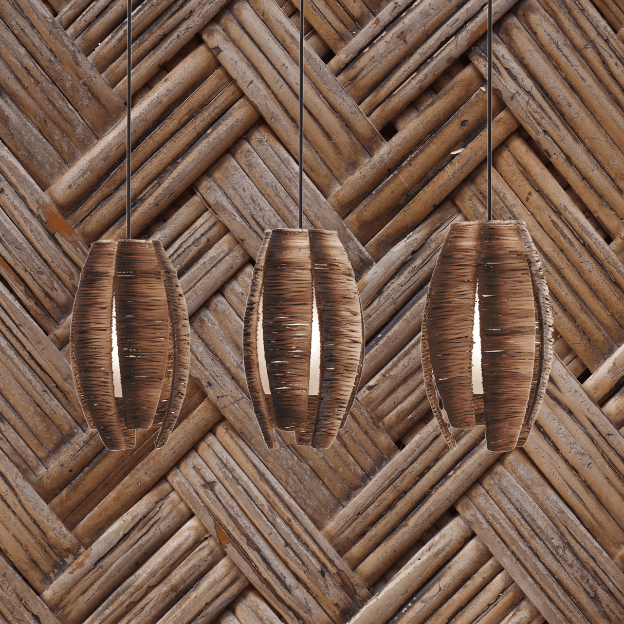 Lámpara Colgante Rústico 3 Luces Café Ajustable 1100 Lúmenes - Iluminacion | Bylmo