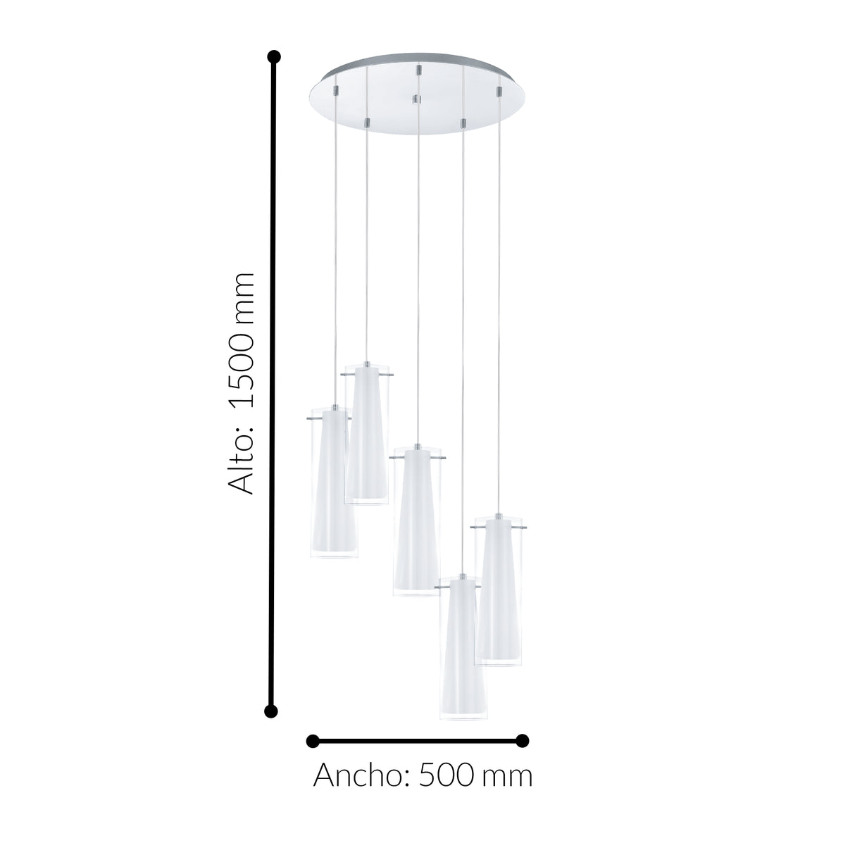Lámpara Colgante Moderno Gris Acero 50x50x150cm Ambiente Ajustable - Iluminacion | Bylmo