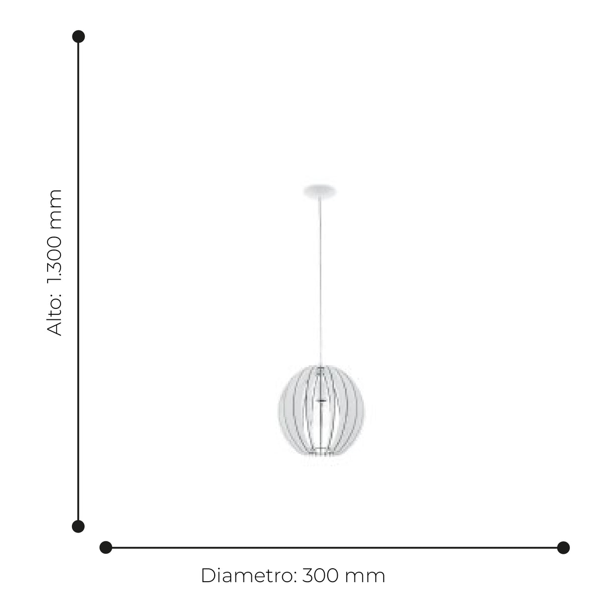 Lámpara Colgante Rústico Blanco 30x30x130cm Madera Ajustable - Iluminacion | Bylmo