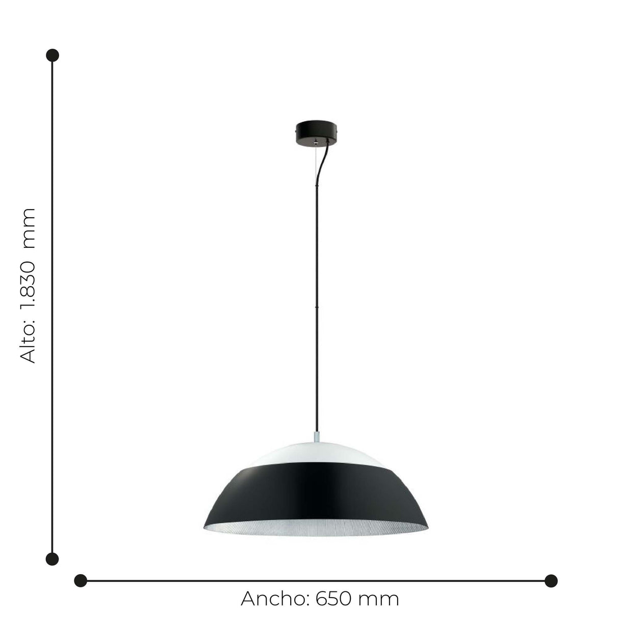Lámpara Colgante Moderno Negro 1 Ajustable 65x65x1830 5.5Kg - Iluminacion | Bylmo