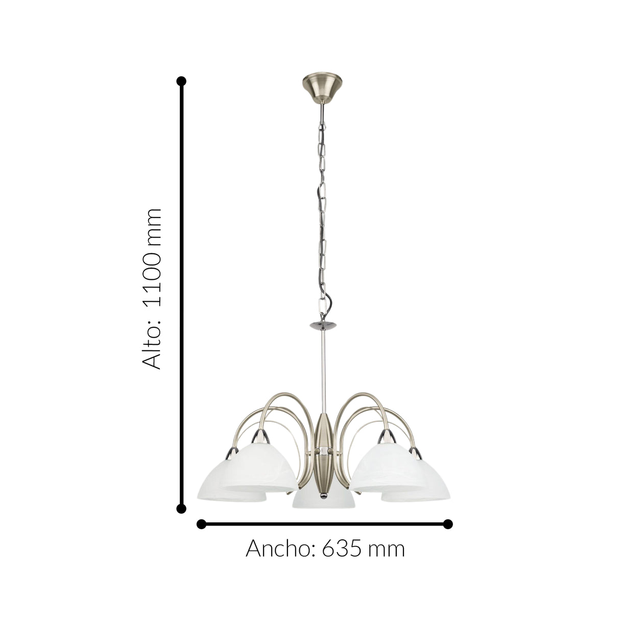 Lámpara Colgante Clásico 5 Luces Dorado Ajustable 63x110cm - Iluminacion | Bylmo
