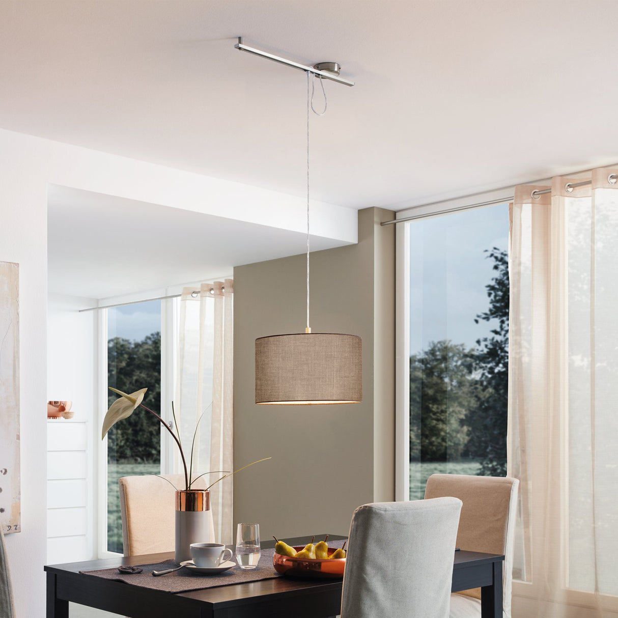 Lámpara Colgante Contemporáneo Gris ACERO 1 Luz Ajustable Techo LED 38x58x130cm - Iluminacion | Bylmo