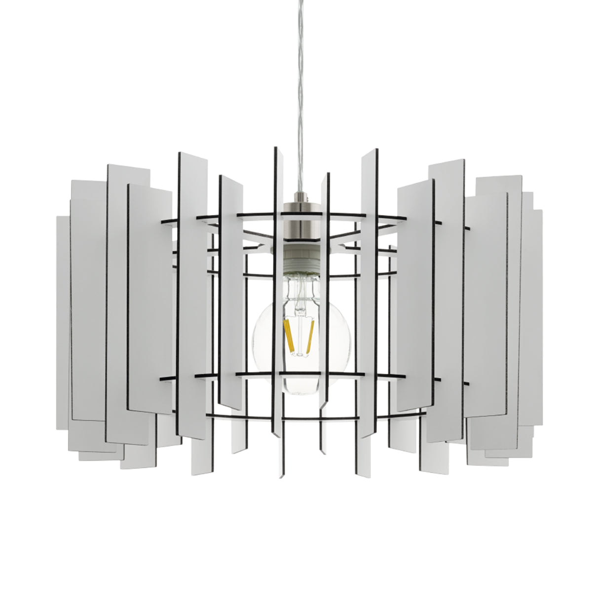 Lámpara Colgante Rústico 44x44x110 Blanco Madera - Iluminacion | Bylmo