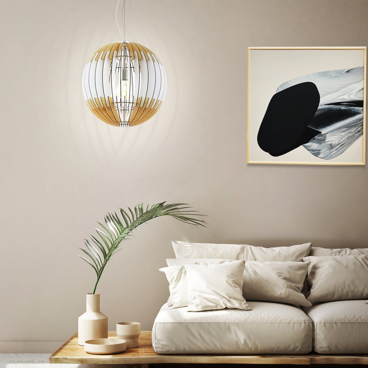 Lámpara Colgante Rústico Madera 70x70x200cm Ajustable Ambiente LED - Iluminacion | Bylmo