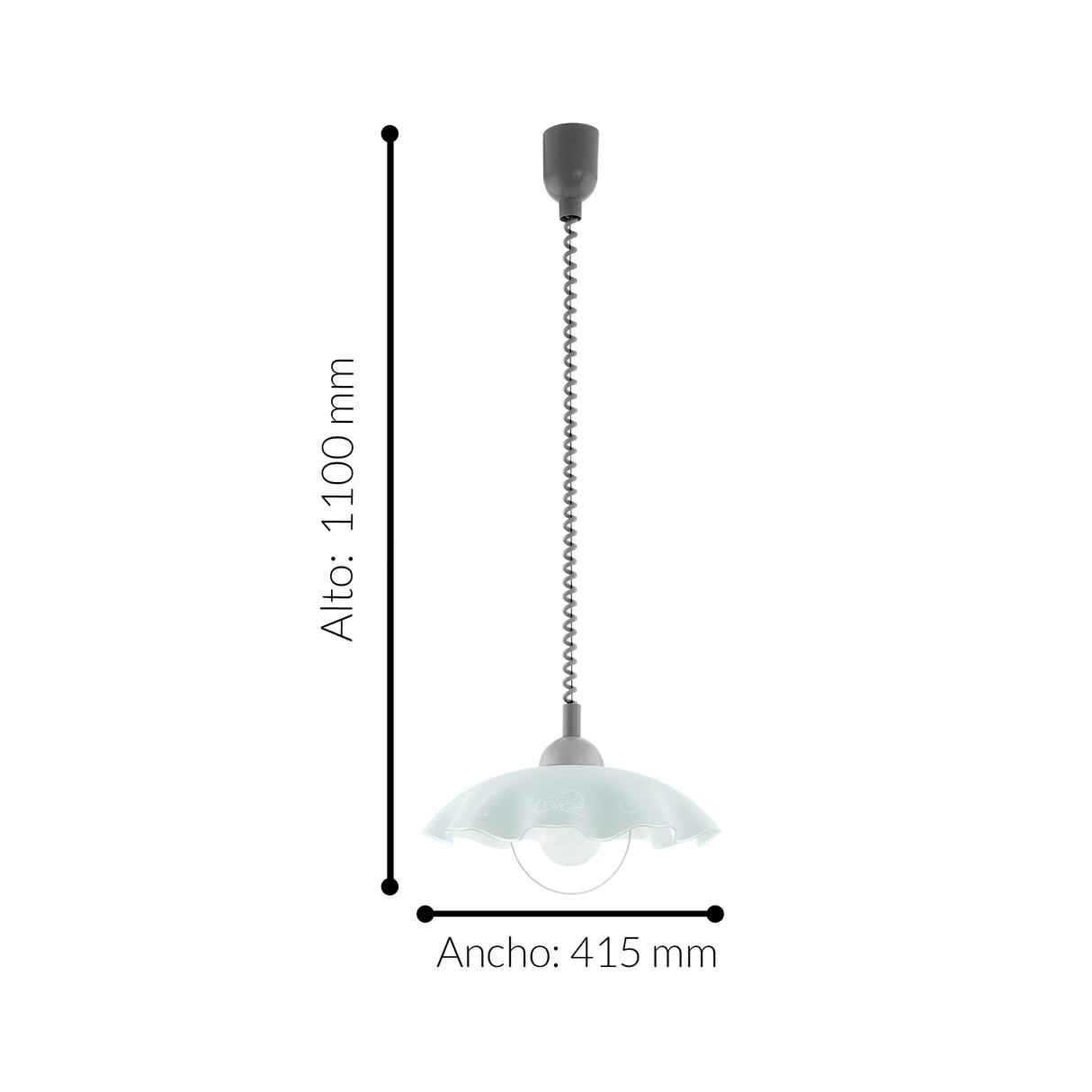 Lámpara Colgante Contemporáneo 41x41x110cm Gris Vidrio Ajustable - Iluminacion | Bylmo