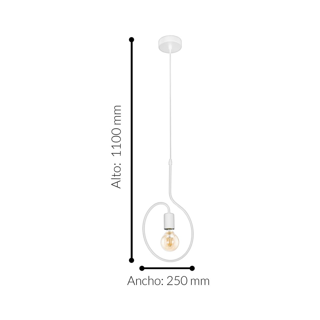 Lámpara Colgante Rústico Blanco 1 Luz Ajustable Techo 110V LED - Iluminacion | Bylmo