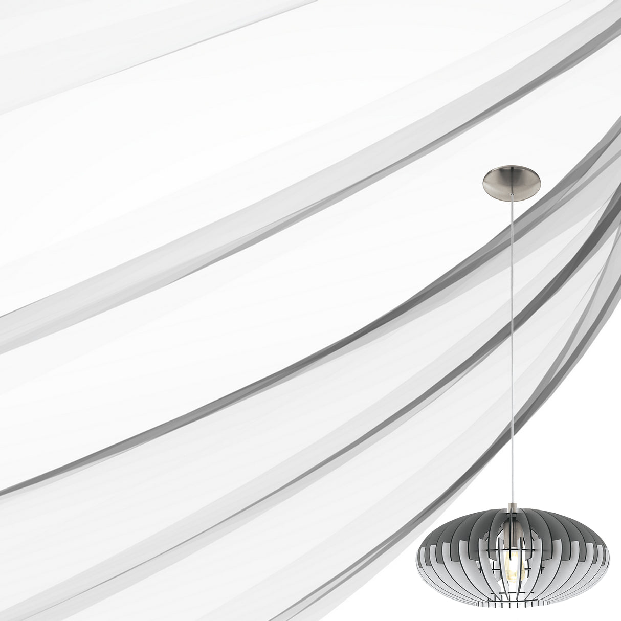 Lámpara Colgante Rústico 1 Luz Gris Madera Ajustable 40x110cm Ambiente - Iluminacion | Bylmo