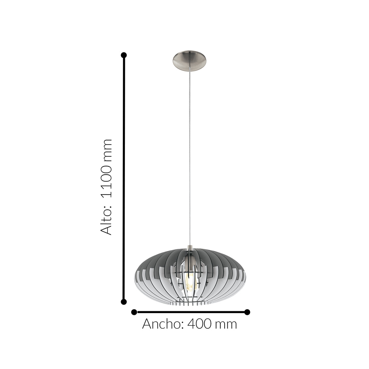 Lámpara Colgante Rústico 1 Luz Gris Madera Ajustable 40x110cm Ambiente - Iluminacion | Bylmo