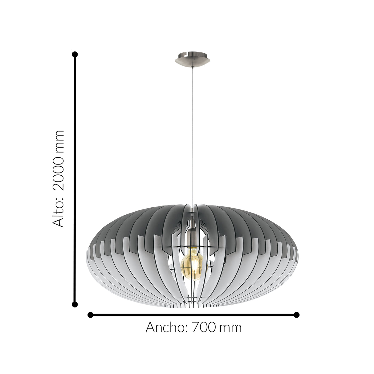 Lámpara Colgante Rústico Gris 1 Foco LED Ajustable 70x200cm - Iluminacion | Bylmo