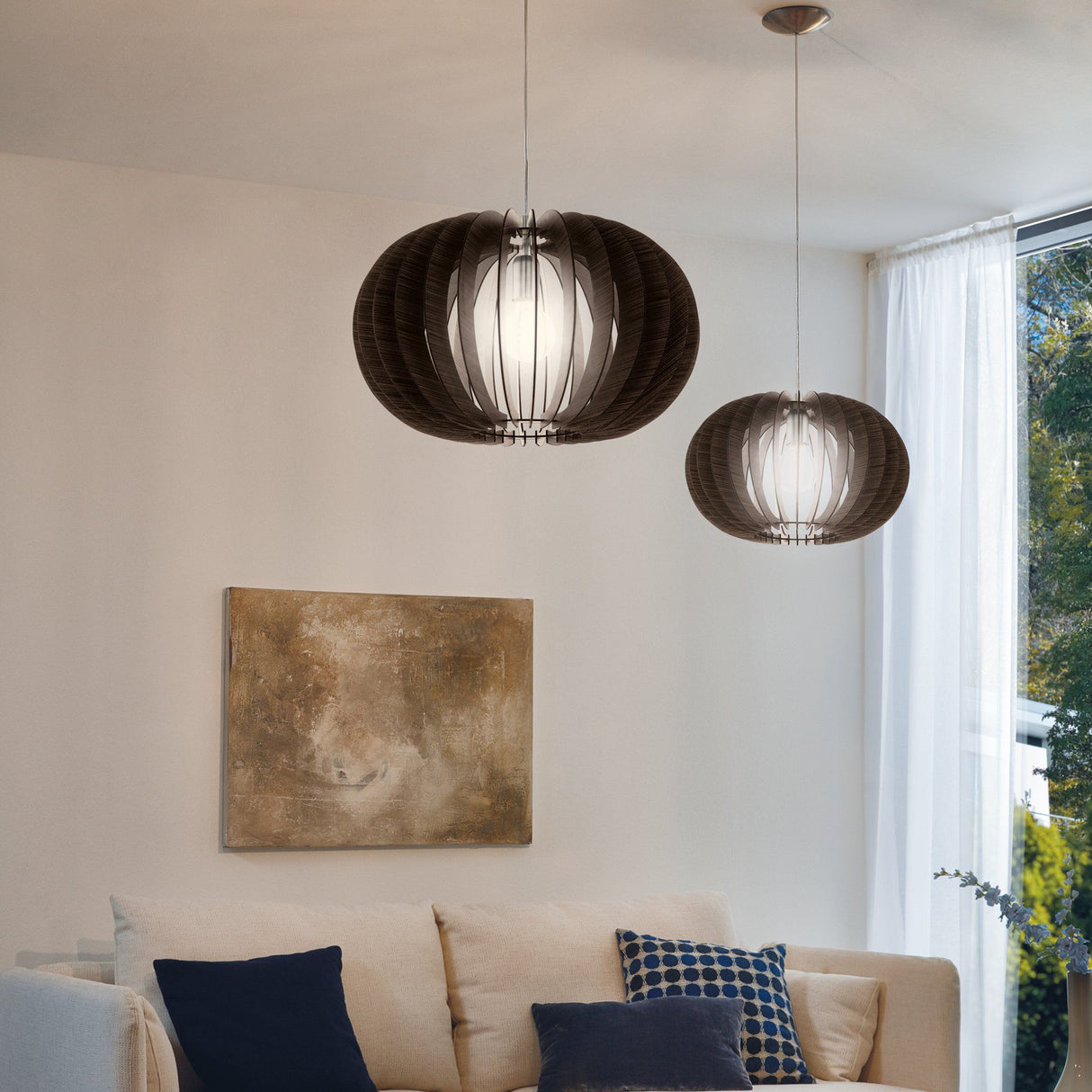 Lámpara Colgante Rústico Madera 40x40x130cm Ambiente - Iluminacion | Bylmo