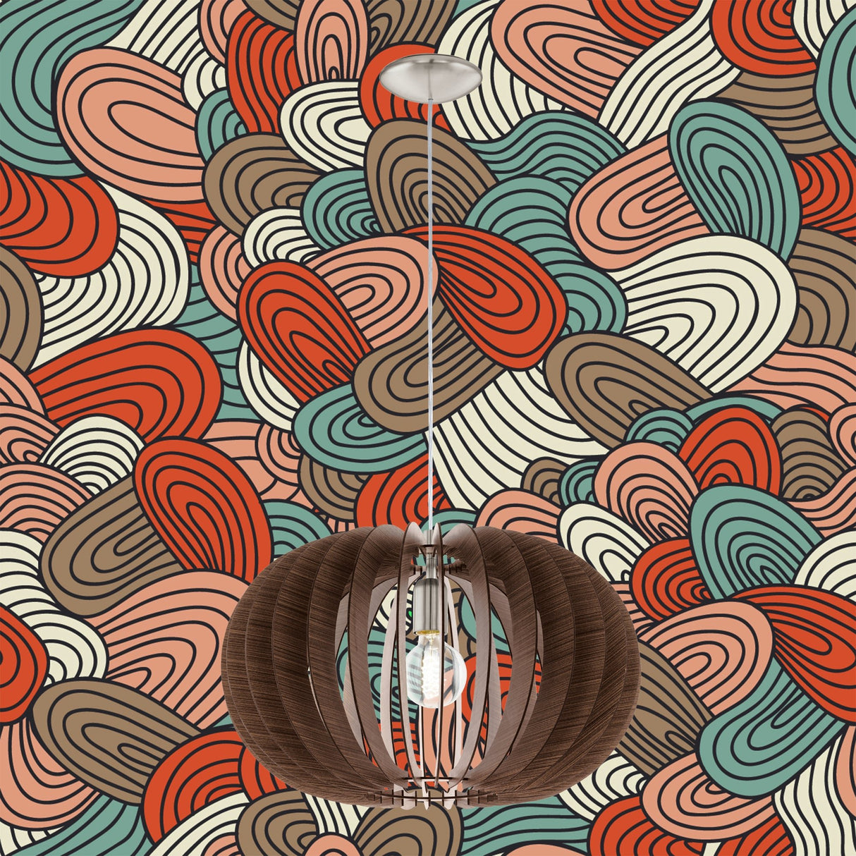 Lámpara Colgante Rústico Madera 1 Luz 50x50x150 cm - Iluminacion | Bylmo