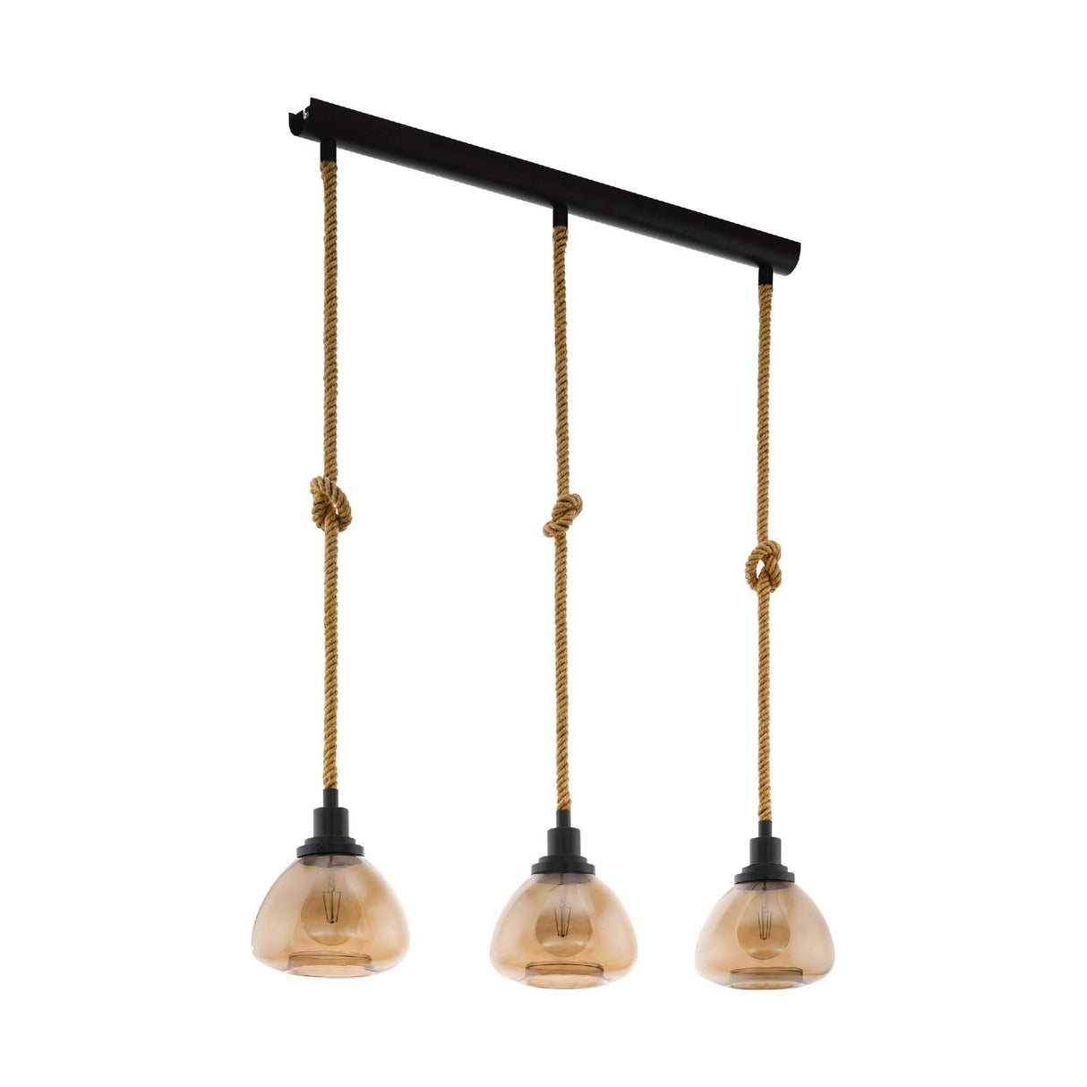 Lámpara Colgante Rústico Negro 3 Luces 19x89x123cm. - Iluminacion | Bylmo