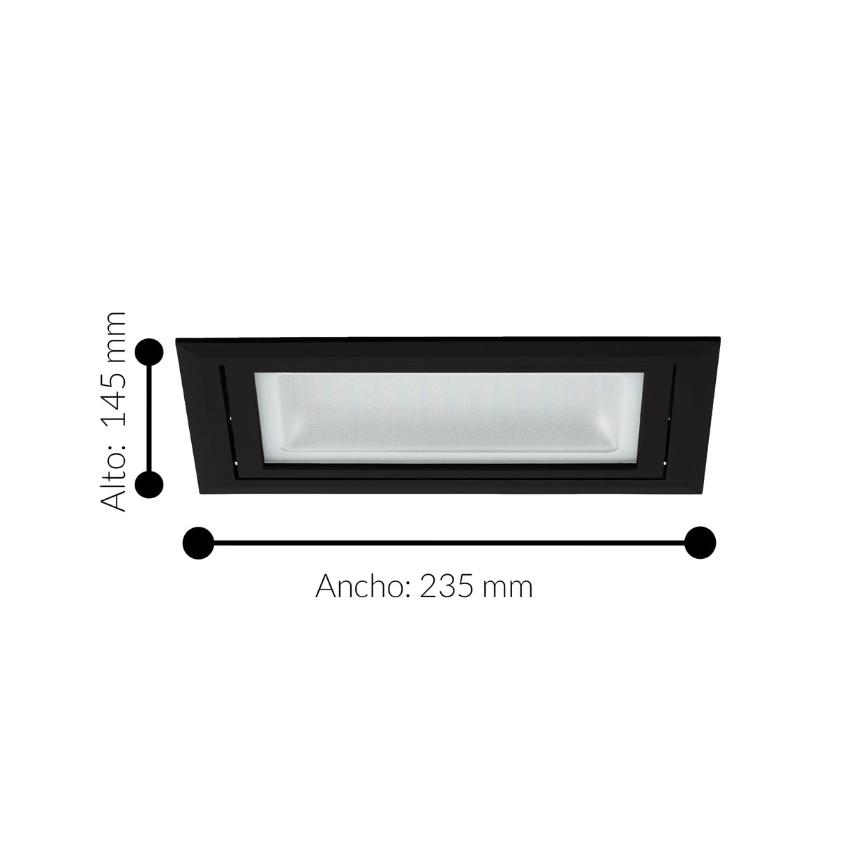 Lámpara Empotrable Contemporáneo LED 14x19x22cm Negro 2600lm 160 IP20 - Iluminacion | Bylmo