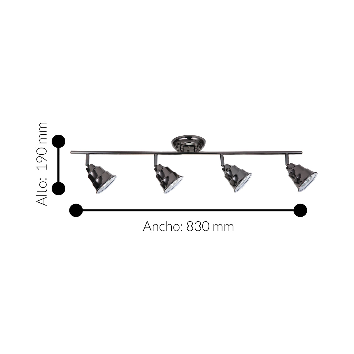 Spot de Iluminación Industrial 9x83x19 Negro Acero Pared LED 35 4 Luces - Iluminacion | Bylmo